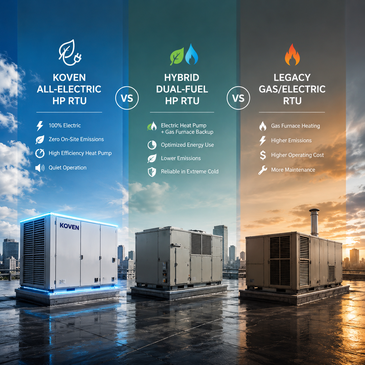 All-Electric vs. Hybrid Dual-Fuel Rooftop Units