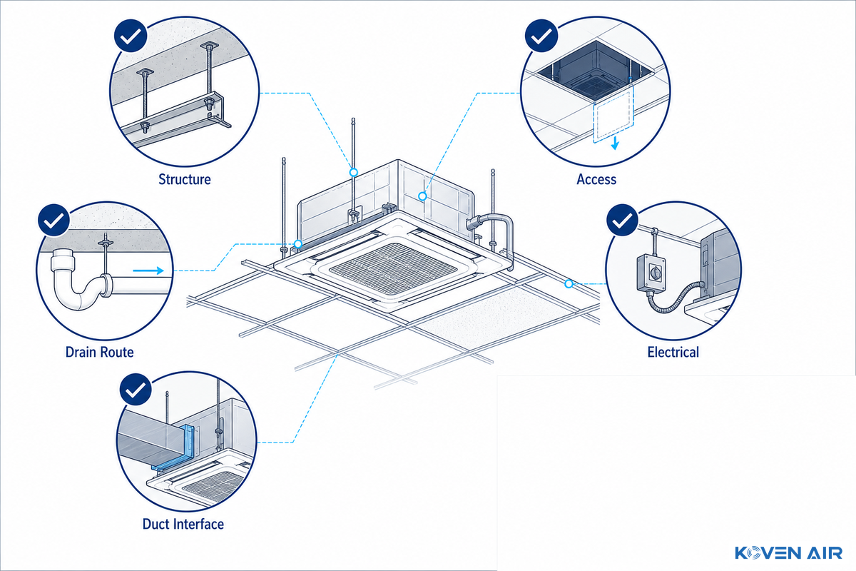 What changes when an air handler is installed above the ceiling? - Koven Air