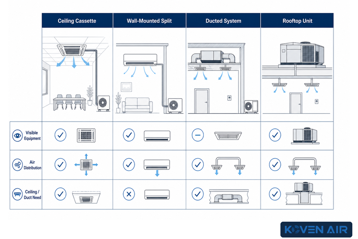 Cassette AC vs. Other HVAC System Types — Koven Air