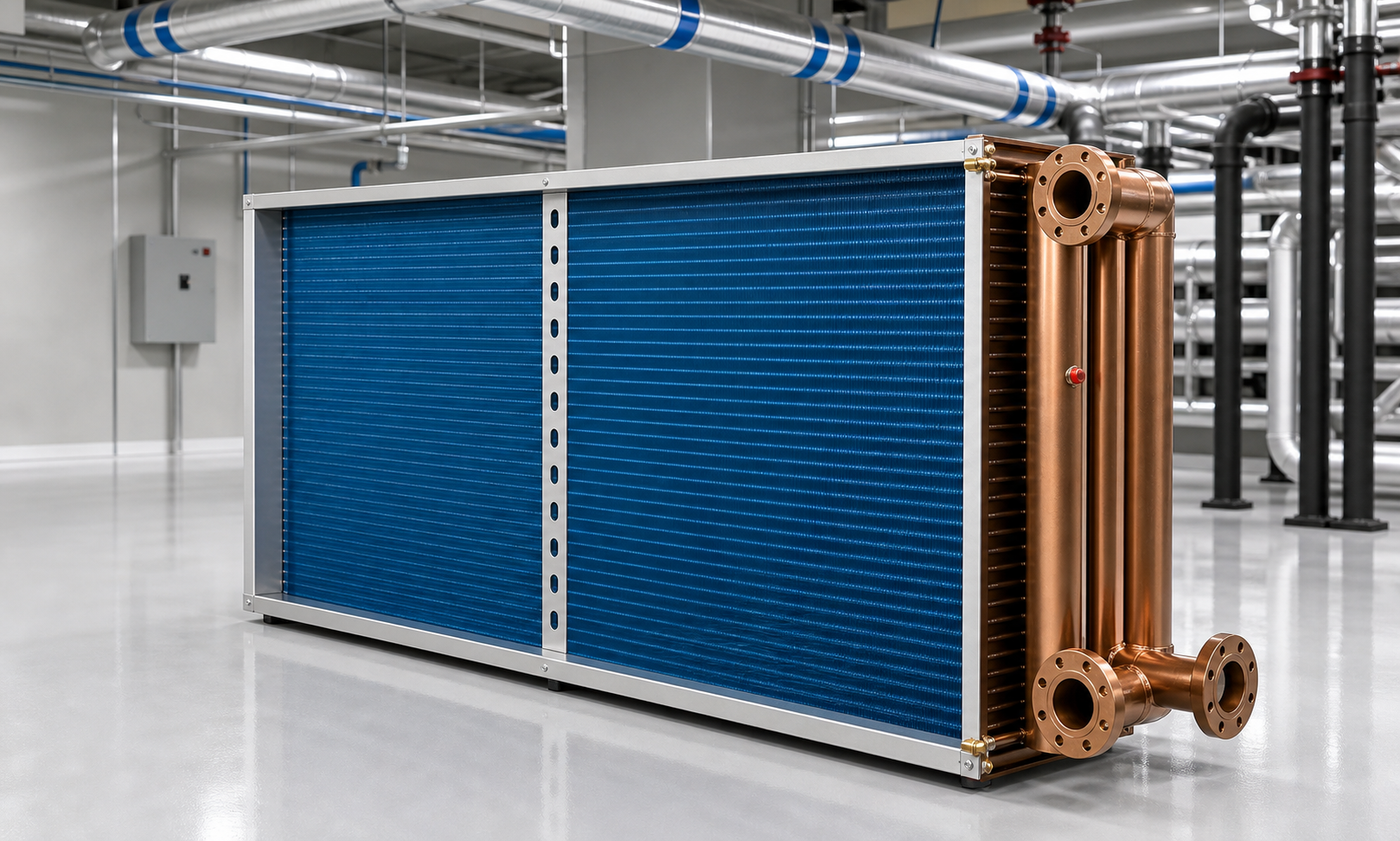 Copper-tube cleanroom dry cooling coil