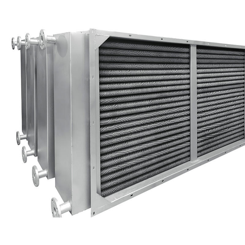 Industrial dry cooling coil with grey fins