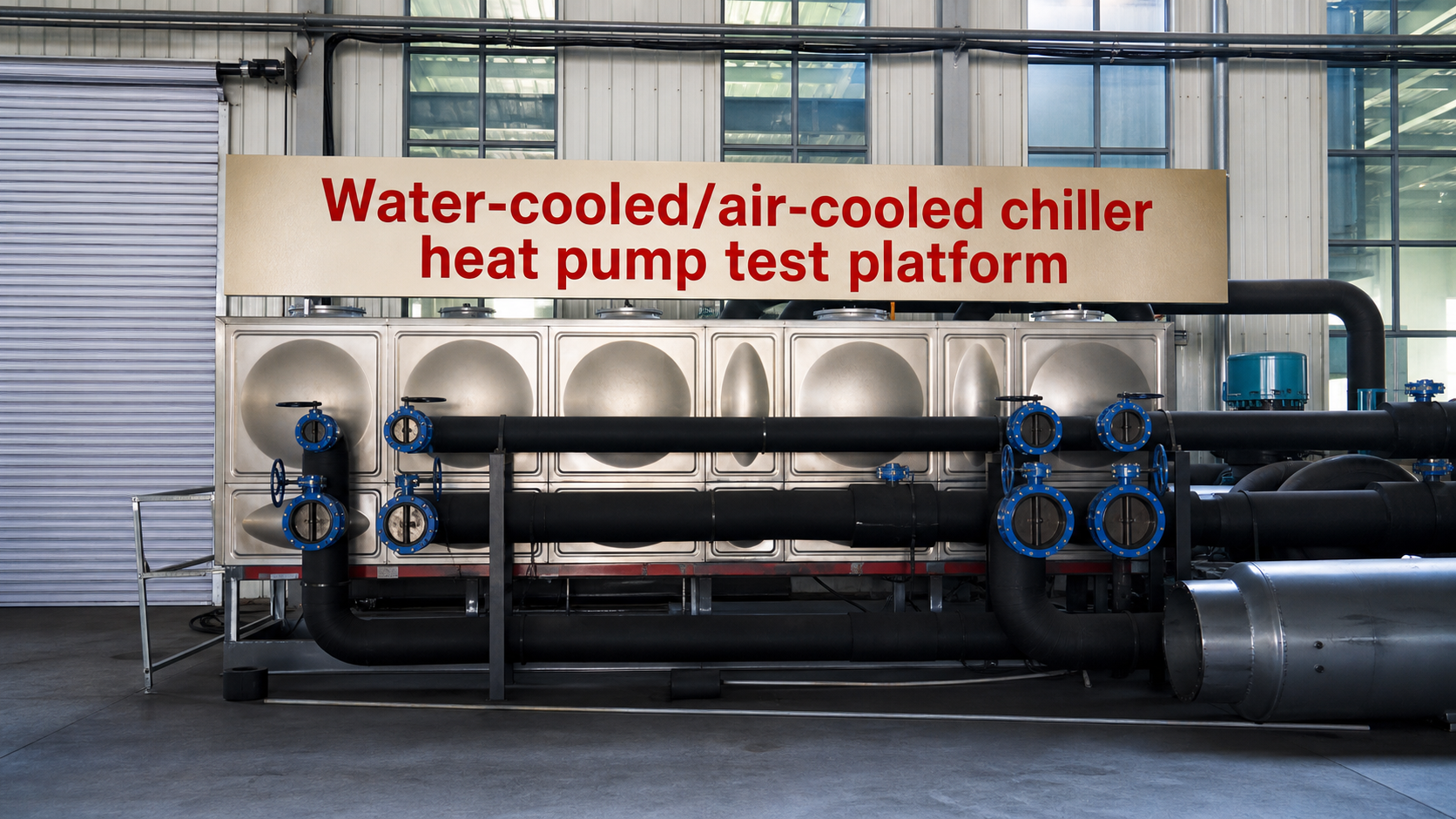 Water-cooled and air-cooled chiller heat pump test platform