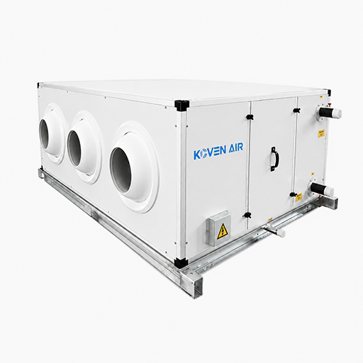 Koven Air ceiling-mounted air handler with three round jet outlets