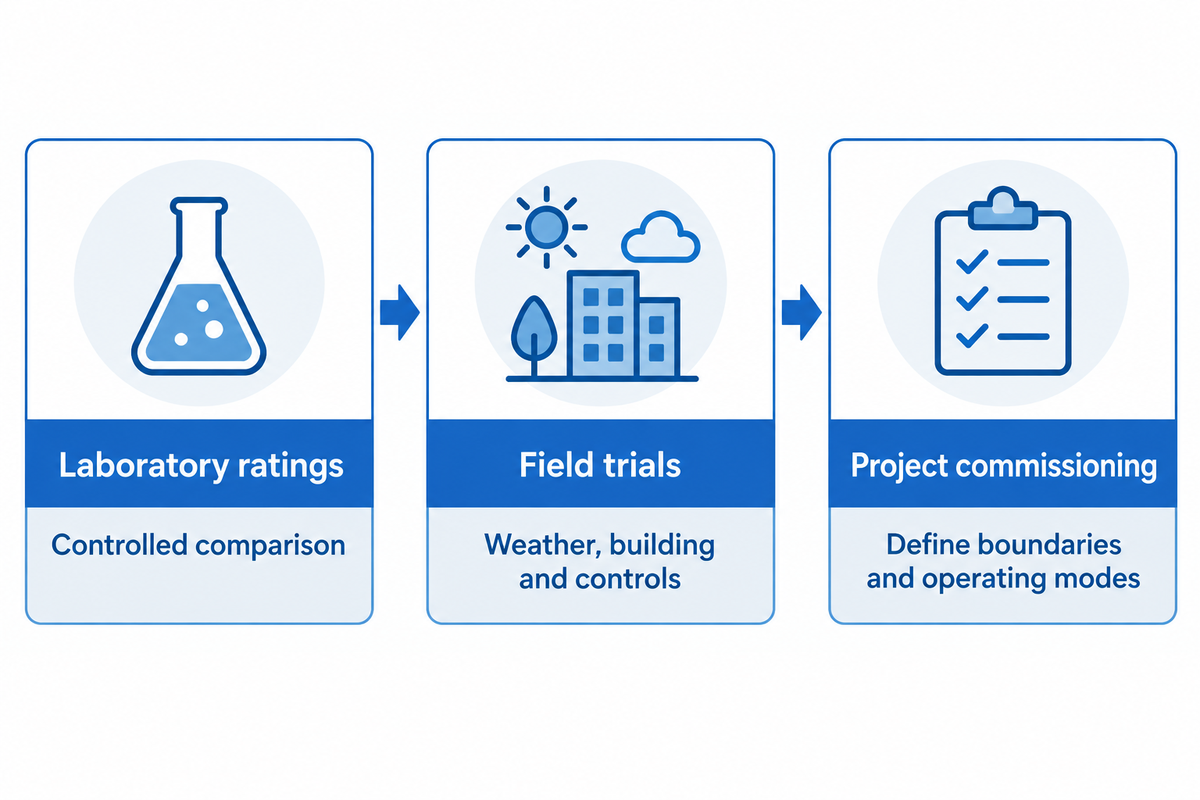 Laboratory ratings, field trials and project commissioning answer different performance questions - PNNL.