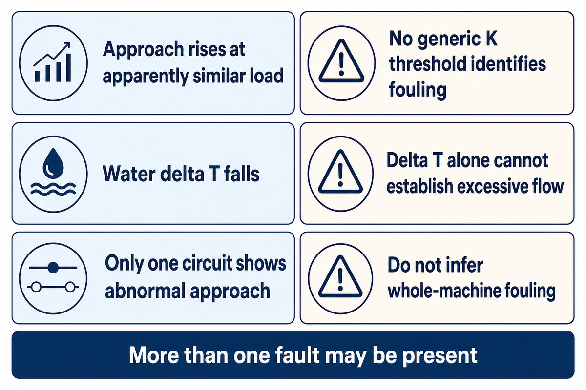 Rising approach, low water delta T and one abnormal circuit each leave competing explanations unresolved
