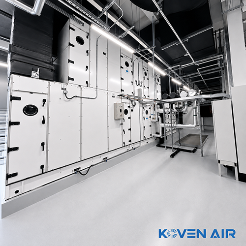 Koven Air make-up air unit installed in an industrial mechanical room