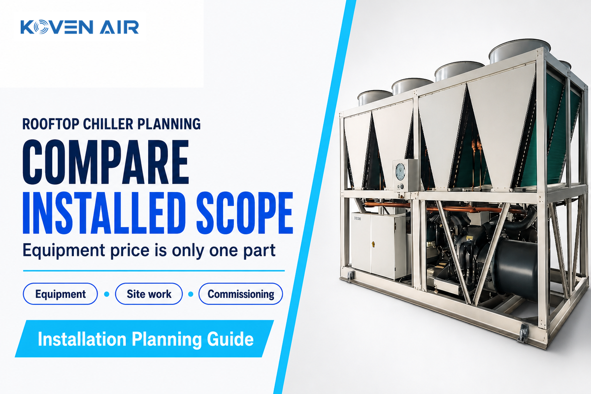 Compare rooftop chiller equipment, site work and commissioning responsibilities