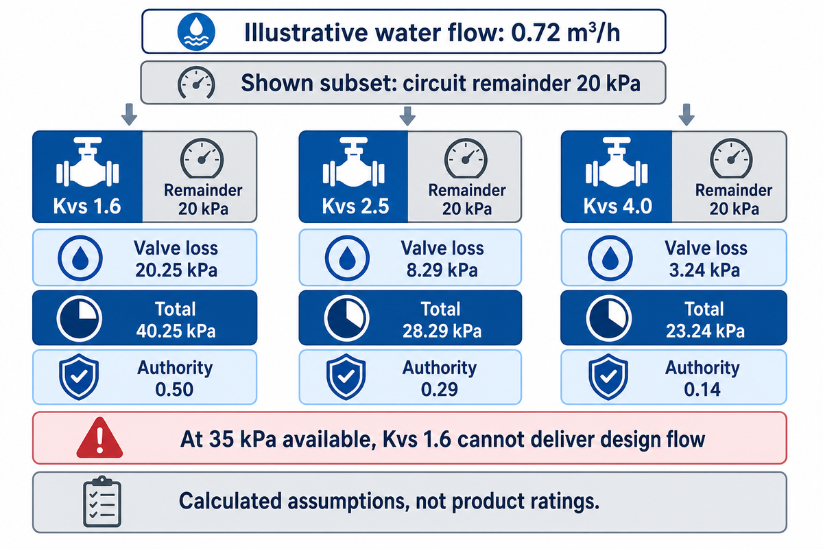 Compare three Kvs sizes before buying a valve